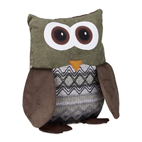 Relaxdays 6er Set Eule Türstopper Stoff Türstopper Bodentür Stoßstange Kinder Deko HxBxT 24x14x14cm Braun