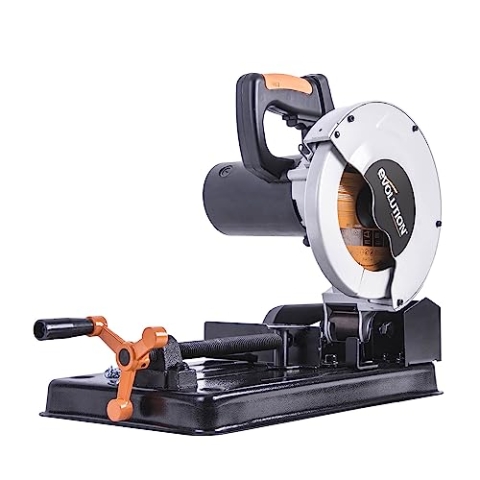 Evolution Kappsäge Rage 4 | Kapp-Zug-Gehrungssäge 1250 W | inkl. Ø 185 mm HM-Sägeblatt Multi-Material-Schneiden Holz, Aluminium, Stahl, Kunststoff | Querschnittkapazität 97 mm x 46 mm | 0-45˚ Gehrung
