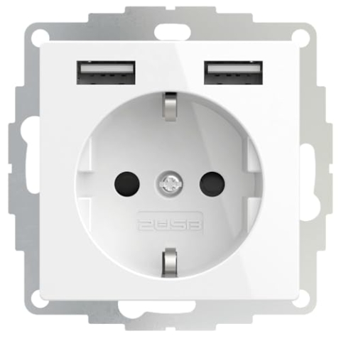 2USB inChargePRO USB AA Steckdose 12W 2.4A Glänzend Weiß