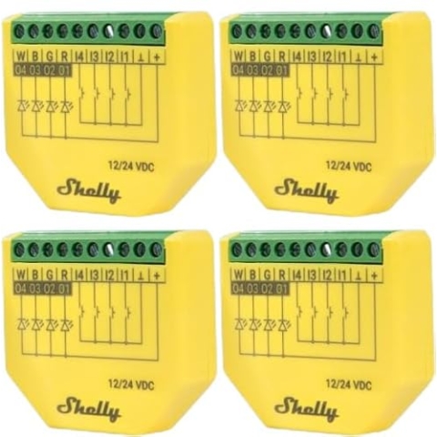 SHELLY LED-Lichtcontroller Plus RGBW, PM, BT, WLAN, Unterputz, gelb, 4 Stück