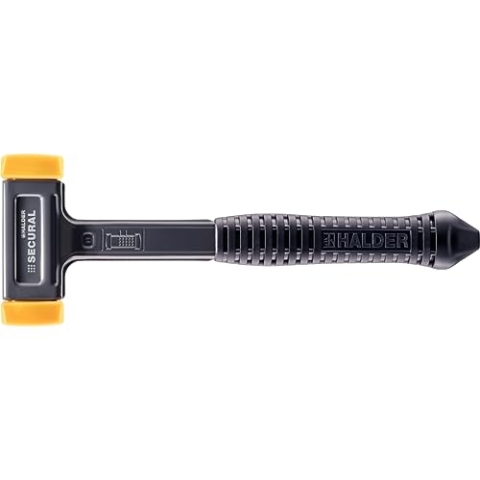 SECURAL plus-Schonhammer, Kopf und Stiel bruchsicher aus einem Stück Stahl, Schlageinsätze rechteckig, mit speziellem Griffende | l=30 mm / b=40 mm | 3380.140