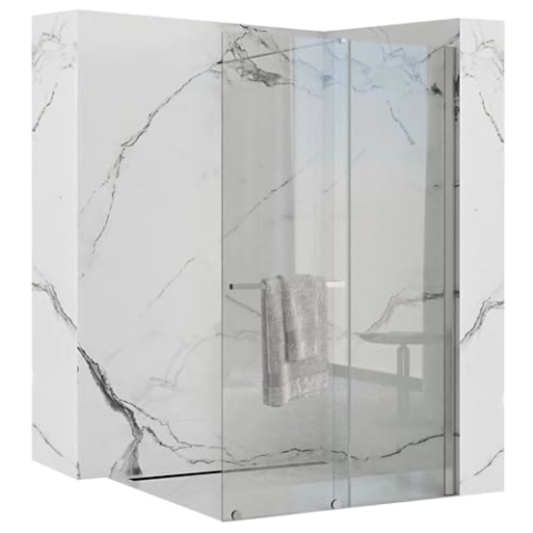 Rea CORTIS CHROME 120 Duschwand - WALK IN Transparentes gehärtetes Sicherheitsglas 6 mm (Chrom)