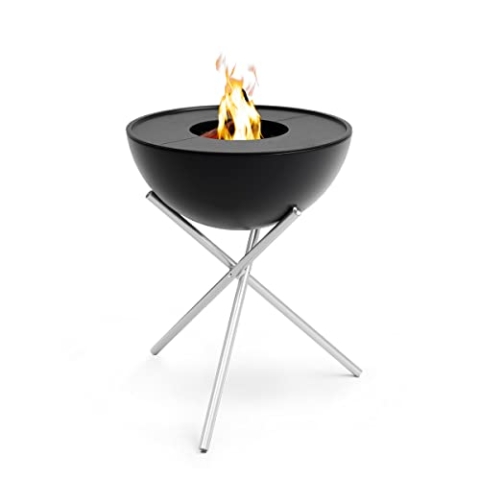 höfats - BOWL 57 Plancha Set hoch - raucharme Verbrennung - Feuerstelle und Plancha Grill - kippbarer Feuerkorb inkl. 2 Plancha Grillplatten - Stahl emailliert – schwarz, Ø 57 cm
