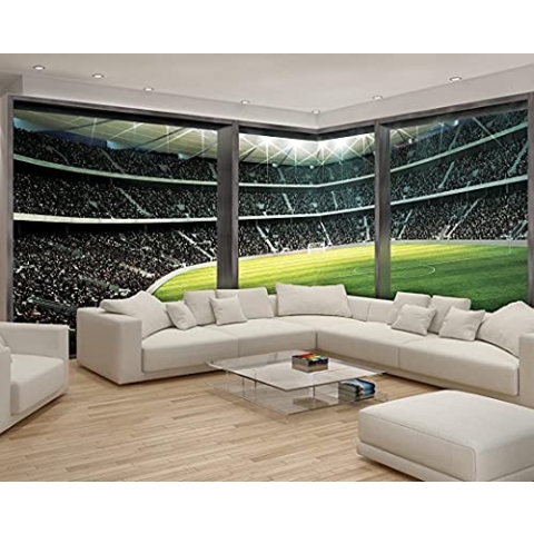 Forwall Fototapete XXL Eckfototapete 624x219 Fussballstadion Panorama Kinderzimmer Jungs Wandtapete Vlies Tapete UV-Beständig Geruchsfrei Montagefertig (740, VEEXXL - 6 Bahnen)