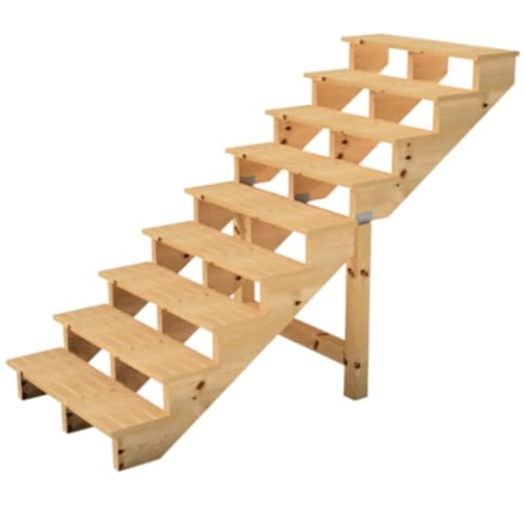 Außentreppe H156cm - 9 Stufen Holz D29cm, B80cm OHNE Aufführung