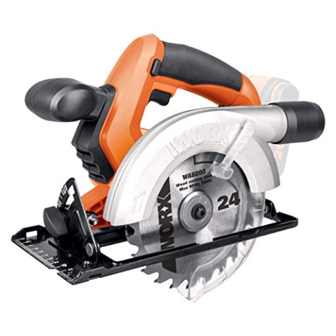 WORX WX529.9 Akku-Kreissägen - 150 mm Sägeblattdurchmesser - 0-50° Gehrungsschnitt - Max. Schnitttiefe 45mm (90°) & 33 mm (45°) - 0-3600 U/min - staubfreies Sägen - ohne Akku & Ladegerät