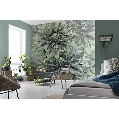 Komar Vlies Fototapete Emerald Flowers - Wohnzimmer, Schlafzimmer, Dekoration, Tapete, Größe: 300 x 280 cm (Breite x Höhe) - 6 Bahnen - Bahnbreite 50 cm