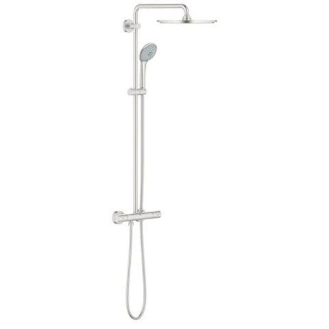 GROHE Euphoria 310 - Duschsystem inkl. Thermostatbatterie (Wandmontage, langlebige Oberfläche, Antikalk-System), supersteel, 26075DC0
