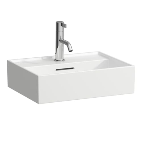 LAUFEN Kartell Aufsatzhandwaschbecken, 1 Hahnloch, mit Überlauf, 450x340mm, H8183300001041, Farbe: Weiß