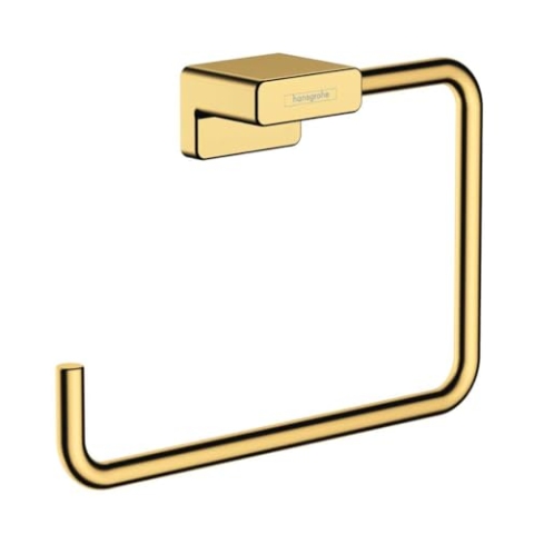 hansgrohe AddStoris - Handtuchring, Handtuchhalter für Wandmontage, verdeckte Befestigung, Badezimmer Zubehör, Polished Gold Optic, 41754990