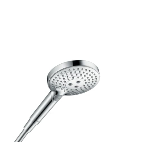 hansgrohe Raindance Select S - Duschkopf, Handbrause mit 3 Strahlarten (inkl. PowderRain), runde Duschbrause (⌀ 120 mm), Brausekopf mit Antikalk-Funktion, Mattschwarz