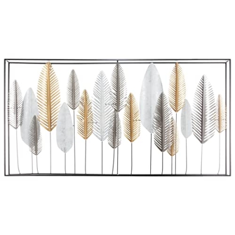 Atmosphera - Wanddekoration "Blätter" - Metall 134 × 68 cm - Mehrfarbig