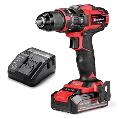 Einhell Akku-Schlagbohrschrauber TE-CD 18/44 Li-i (1x2,5Ah) Power X-Change (18 V, 44 Nm, Schlagbohrfunktion, 13 mm Metallbohrfutter, 2-Gang, inkl. 2,5 Ah Akku & Ladegerät)