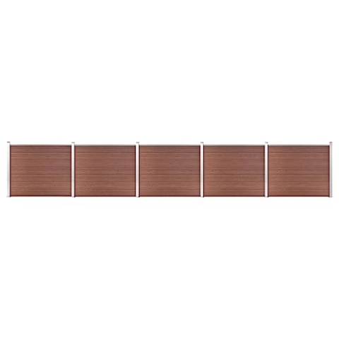 vidaXL Zaunelement Set mit Pfosten Sichtschutz Windschutz Zaun Gartenzaun Lamellenzaun Sichtschutzzaun Windschutzzaun WPC 872x146cm Braun