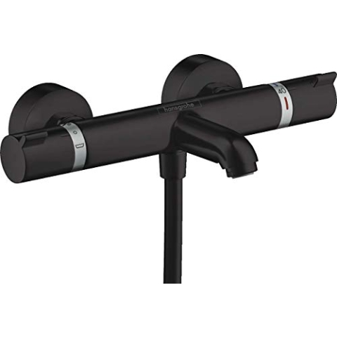 hansgrohe Ecostat Aufputz Wannenthermostat, für 2 Funktionen, Mattschwarz
