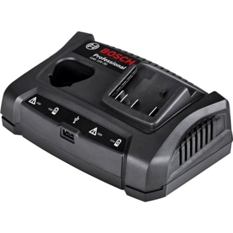 Bosch Professional 18V System Ladegerät GAX 18V-30 (je eine Ladebuchse für 12V & 18V Akku, USB Ladebuchse, Wandstativhalterung)