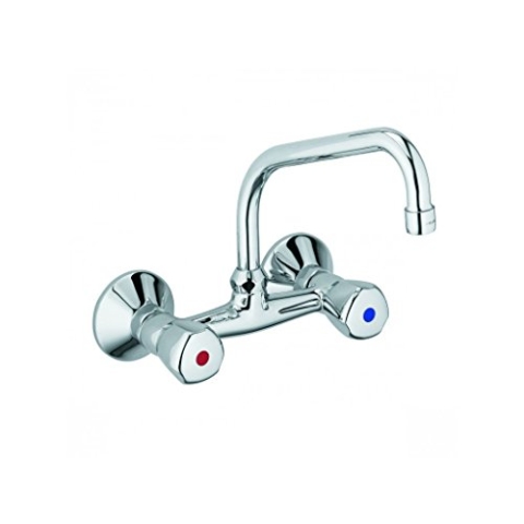 Kludi Spueltisch-Wandbatterie Standard mit Terralux Griffen Metall, verchromt, 310550508