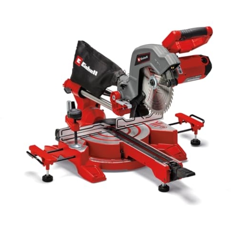 Einhell Zug-Kapp-Gehrungssäge TC-SM 216 (1600 W, max. 65 mm x 305 mm Schnitttiefe/-breite, Ø 216 mm Sägeblatt, Zugfunktion, Drehtisch mit Schnellverstellung, Laser)