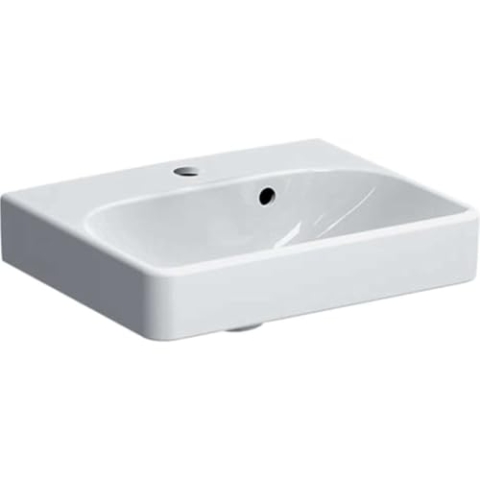 Keramag Geberit Smyle Square Handwaschbecken 500222, 45x36cm, mit Hahnloch, mit Überlauf asymmetrisch, Farbe: Weiß