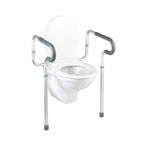 WENKO WC-Stützhilfe Secura, 5-fach höhenverstellbare Aufstehhilfe mit rutschfesten Gummifüßen, praktische Hilfe im Bad für mehr Halt, leichte Montage,55.5cm -63.5 cm, 34.5-49.5cm, 71cm-81.5cm