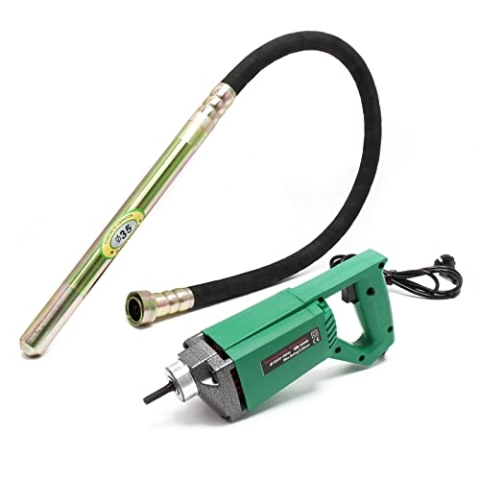 Wiltec Elektro Einhand Betonrüttler 800 W, Betonverdichter mit Ø 35 mm Rüttelflasche mit 150 cm Schlauchlänge, Flaschenrüttler mit Flexibler Welle