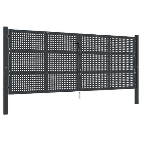 vidaXL Gartentor, Gartentür Gartenpforte mit Maschendraht, Abschließbare Zauntür mit 1 Set Schloss Griff, Hoftor Hoftür, Anthrazit Stahl