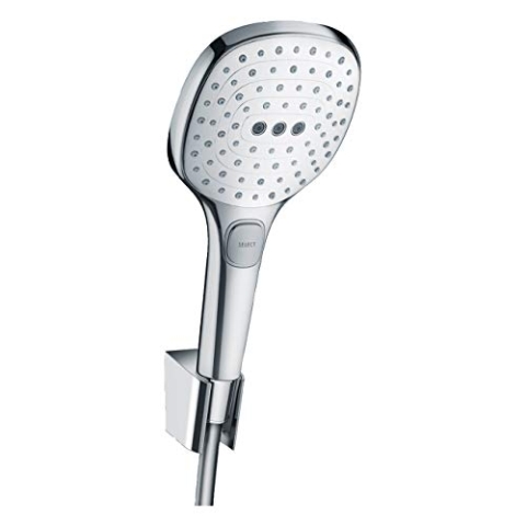 hansgrohe Raindance Select E 120 Duschkopf, inkl. Duschkopfhalterung, 3 Strahlarten, Weiß/Chrom