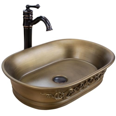 Rea Aufsatzwaschbecken WILMA RUSTIC Badwaschbecken 550 x 380 x 130 mm Keramik (geriebenes Kupfer)
