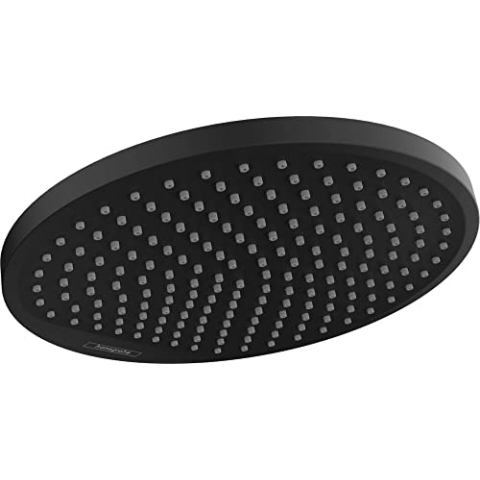 hansgrohe Crometta S - Kopfbrause, runde Duschbrause (240 mm), Regendusche mit 1 Strahlart für Wand- oder Deckenmontage, Brausekopf mit Antikalk-Funktion, Mattschwarz, 26723670