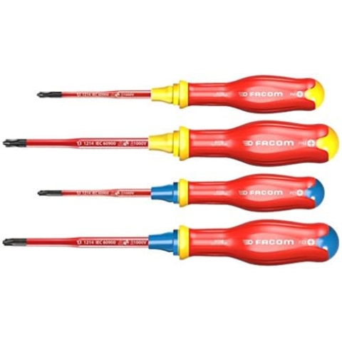 Facom ATB.J4TVE PROTWIST® SLIM BORNEO® Schraubendreher, isoliert, 1000 V, für gemischte Abdrücke, 4 Stück