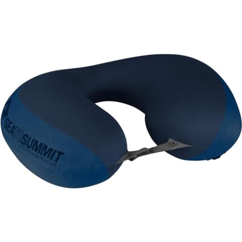 Sea to Summit - Aeros Premium Lendenkissen - Aufblasbares Stützkissen - Entlastung des unteren Rückens - Polyestergewebe 50D - Kompakte Reisetasche - Arbeit, Reisen & Autofahrten - Navy Blue - 93 g