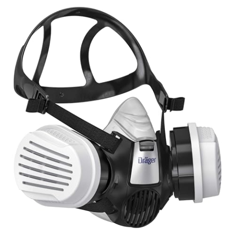 Dräger X-plore 3300 Chemiearbeiterset mit A1B1E1K1 Hg P3 Kombi-Filter – Halbmaske für Chemiearbeiten, zuverlässiger Schutz gegen Dämpfe, Gase und Fein-Staub, Größe M