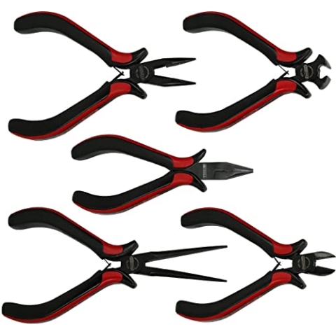 KS Tools 500.7020 Feinmechanik-Zangen-Satz, 5-tlg. Schwarz Rot