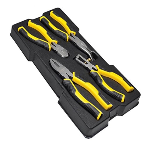 Stanley Transmodul System, Modul Zangen-Set Dynagrip (bestehend aus: Spitzzange, Seitenschneider, Kombinationszange und Abisolierzange, mit Bi-Material Handgriff, 4-teilig) STMT1-74179