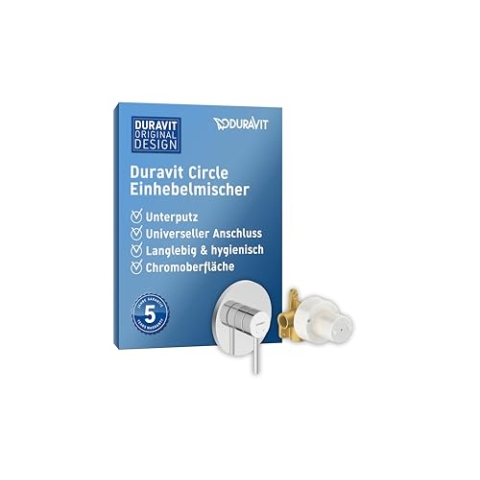 Duravit Circle Duscharmatur Set für 1 Verbraucher, inkl. Fertigmontageset mit Unterputz-Grundkörper, Einhebel-Brausemischer mit Keramikmischsystem, Chrom