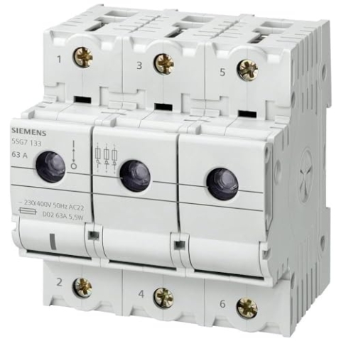 SIEMENS 5SG7133 Lasttrennschalter Sicherungsgröße = D02 63 A 400 V 1 St.