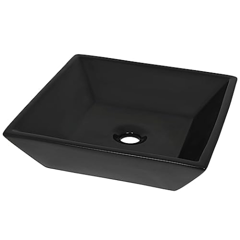 vidaXL Waschbecken Keramik Quadratisch Schwarz Waschtisch Aufsatzwaschbecken