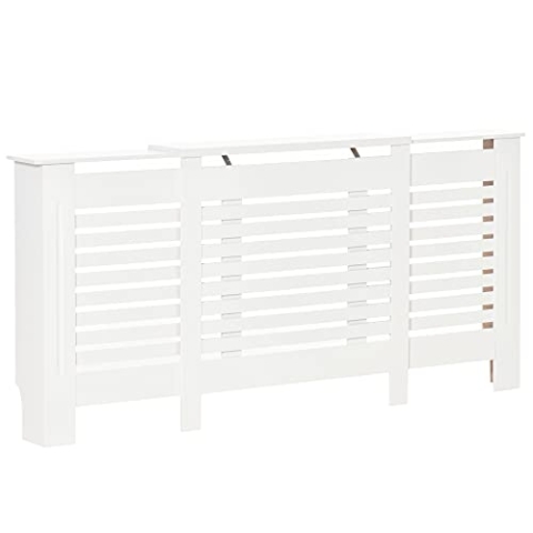 HOMCOM Heizkörperverkleidung Heizkörperabdeckung Heizkörper Radiator Abdeckung Einstellbar MDF Weiß 140-202 x 19 x 82,5 cm