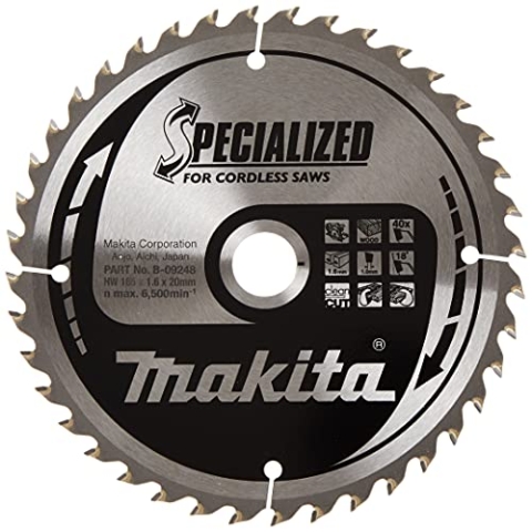 Makita Kreissägenblatt, 165 mm x 40 Zähne, 20 mm Durchmesser, kabellos