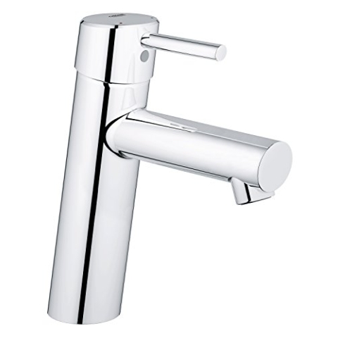 Grohe Concetto Badarmatur - Waschtischarmatur (M-Size, glatter Körper, mit Temperaturbegrenzer) 23451001 Silber