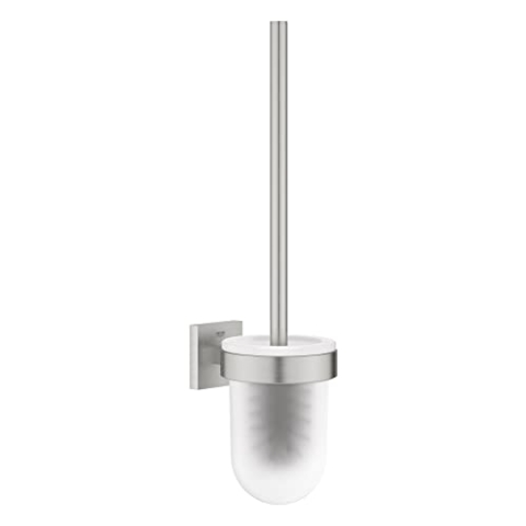 GROHE Start Cube - Toilettenbürstengarnitur (Wandmontage, verdeckte Befestigung, Material: Glas/Metall), supersteel, 40977DC0