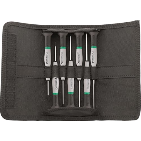 STAHLWILLE Nr. 4797 l Elektronikschraubendreher Set 7-teilig l für Schlitz- und Kreuzschlitzschrauben (PH) l in robuster Rolltasche l Made in Germany