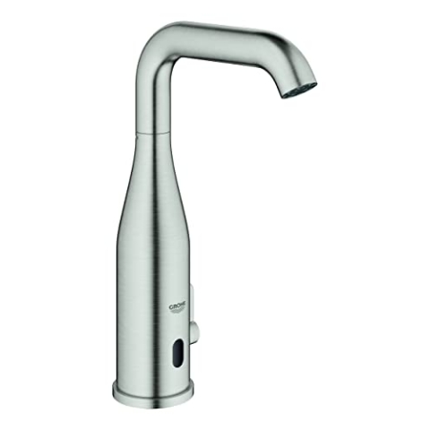 GROHE Essence, elektronische Waschtischarmatur, wassersparend (Wasserhahn für das Bad mit Infrarot-Sensor, 360° schwenkbar, 25cm hoch, 7 Programme, 6V Lithium-Batterie CR-P2), edelstahl, 36445DC0