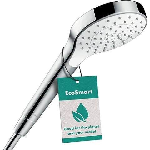 hansgrohe Duschkopf Croma S, Duschbrause wassersparend, 1 Strahlart, Antikalk-Funktion, Weiß/Chrom