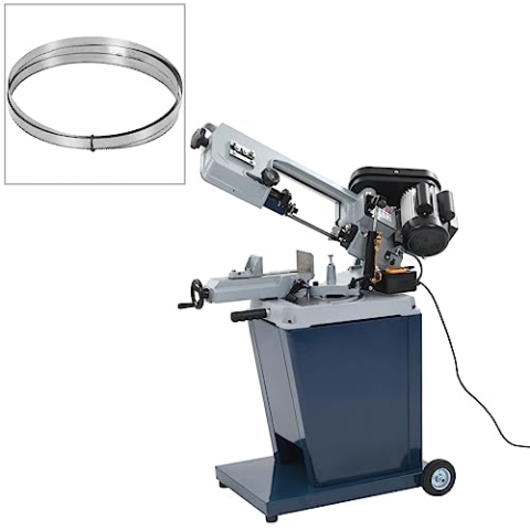 vidaXL Metallbandsäge mit Solidem Untergestell extra Sägeblatt Bandsäge Säge Metallsäge Sägemaschine 230V Stahl 1450U/min 23/34/55m/min