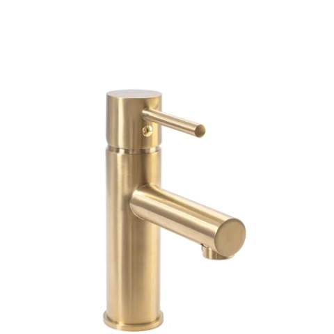 Rea Waschtischarmatur TESS BRUSH GOLD Wasserhahn Bad Badarmatur aus Messing Armatur für Waschbecken Badezimmer Mischbatterie Waschbecken Einhebel (gebürstetes Gold)