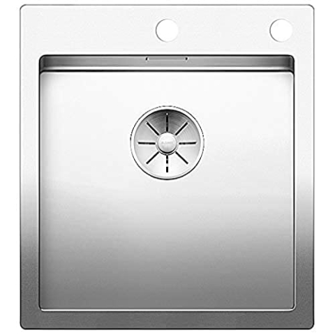 BLANCO CLARON 400-IF/A | Edelstahl Spüle | Einbauart: Einbau von Oben & Flächenbündig | für 45 cm breite Unterschränke | Widerstandsfähig gegenüber Kratzern | Großes Beckenvolumen