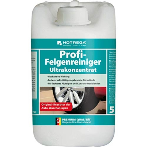 HOTREGA Profi Felgenreiniger Konzentrat Gebinde, Alufelgenreiniger, Felgenpflege, Stahlfelgen, Radblenden, Inhalt:5 Liter