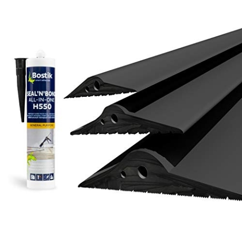 DQ-PP GARAGENTOR DICHTUNG | 5,5m | 30mm x 160mm | inkl. Montagekleber | schwarz | Bodenabdichtung aus EPDM | Gummidichtung | Garagendichtung | Gummischwelle | Türschwellendichtung Bodenplatte