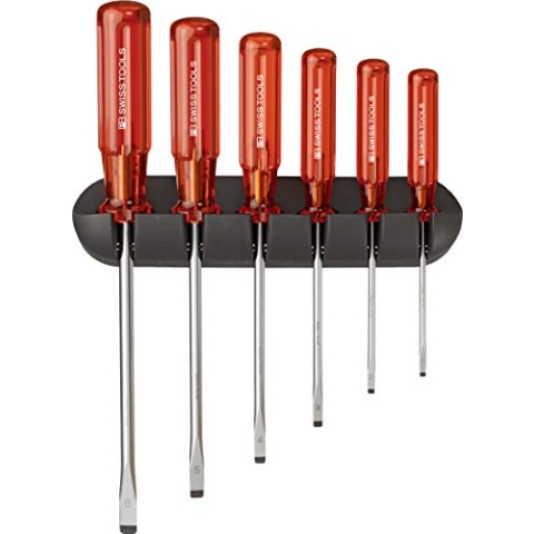 PB Swiss Tools Schraubendreher-Satz 6-teilig Schlitz im Wandhalter Classic